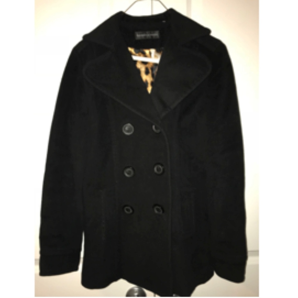 Dana Buchman Black Wool Peacoat